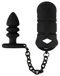 Пояс вірності для чоловіків Black Velvets Cock Cage With a Butt Plug 11.5 см чорний - мініатюра 2