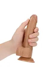 Фалоімітатор RealRock Curved Realistic Balls 7" 18 см (бежевий) - мініатюра 4