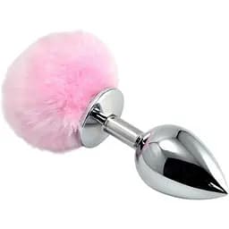 Анальна пробка з хвостиком LoveToy Metal Plug Small 7 см (рожевий)