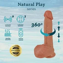 Вібратор Erospace Natural Play Thrusting Dildo with Swing Motion and Heating D6, 22 см - мініатюра 4