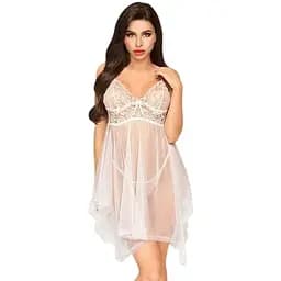 Бебі-дол з ажурним бралетом та асиметричним подолом Penthouse - Naughty Doll White S/M