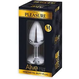 Металева анальна пробка Alive Mini Metal Butt Plug з кристалом White M - мініатюра 2