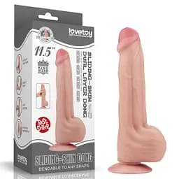 Фалоімітатор LoveToy Sliding-Skin Dual Layer Dong 29 см тілесний - мініатюра 22