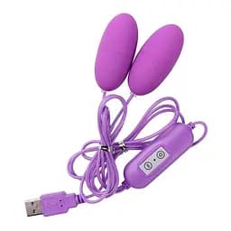 Фіолетове подвійне віброяйце з USB-дротом - Вібратори