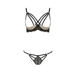 Комплект білизни VALERY Set OpenBra black - Passion Exclusive: стрепи: трусики відкритий ліф L/XL - мініатюра 5