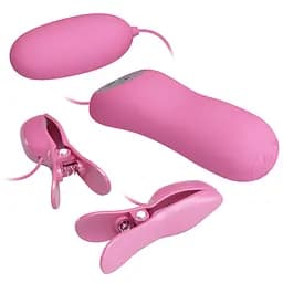Віброяйце з затискачами для сосків Pretty Love Electric Shock & Vibro-Bullets Pink - мініатюра 3