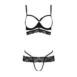 Комплект білизни Passion SARIA Set OpenBra black L/XL - мініатюра 5