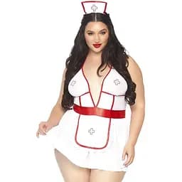 Еротичний костюм Leg Avenue Roleplay Nightshift Nurse + 1X-2X White/Red One size
