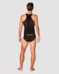 Чоловіча напівпрозора майка-борцовка з візерунком Obsessive T103 tank top чорна S/M/L - мініатюра 4