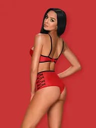 Комплект білизни Obsessive Leatheria S/M червоний - мініатюра 4
