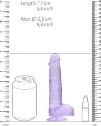 Фалоімітатор RealRock Crystal Clear Dildo Realistic 17 см фіолетовий - мініатюра 5