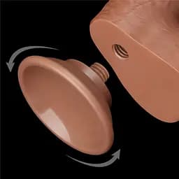 Фалоімітатор LoveToy Sliding-Skin Dual Layer Dong 7" 18.3 см коричневий - мініатюра 7