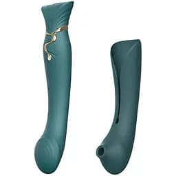 Смарт-вібратор 3 в 1 Zalo Queen Jewel Green пульсуюча перлина та вакуум кристал Swarovski