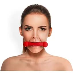 Кляп-палка Art of Sex - Gag Stick Silicon для БДСМ игр (кожа/силекон, красный)