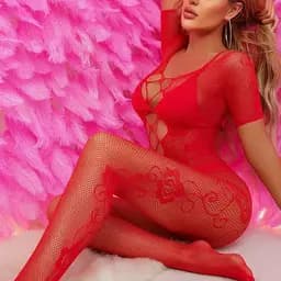 Боді-корсет з вирізом L&L еластан спокусливий червоний розмір S/M/L