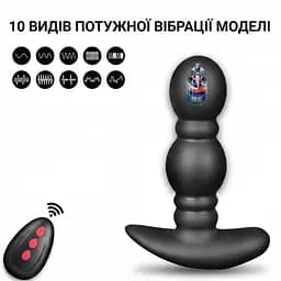 Анальний розширювач з вібрацією та автонадуванням Adorime 10 режимів з дистанційним керуванням 3,7-8,5 см Чорний