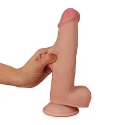 Фалоімітатор LoveToy Sliding-Skin Dual Layer Dong 20 см тілесний - мініатюра 3