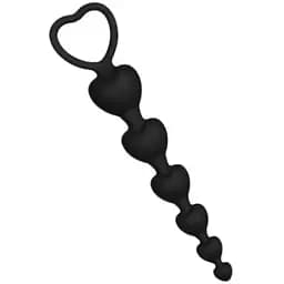 Силіконове анальне фігурне намисто HeartBeads 14,5 см діаметр 1,5 / 1,9 / 2,3 / 2,7 / 3,1 см чорне