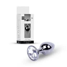 Анальна пробка - Jewellery Dark Silver Plug Clear - мініатюра 1