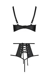 Комплект білизни Passion TASMINA Set XXL/XXXL black ліф високі трусики з корсетом ззаду - мініатюра 4
