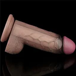 Фалоімітатор Dual-Layered Silicone Nature Cock 9.5'' 24.6 см (коричневий) - мініатюра 4
