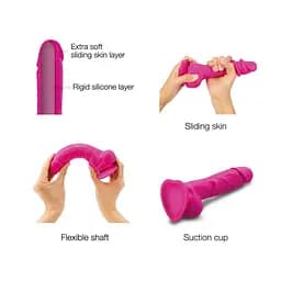Реалістичний фалоімітатор Strap-On-Me Sliding Skin Realistic Dildo Fuchsia - S, ефект рухомий до - мініатюра 3