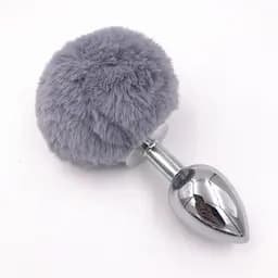 Анальная пробка с хвостом SKN-Z20 (размер S), Серый