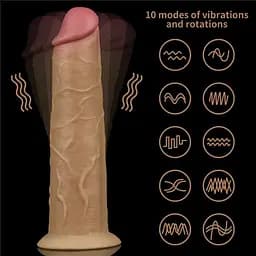 Вібратор реалістичний з ротацією Dual-Layered Silicone Rotator 8" LoveToy тілесний - мініатюра 2