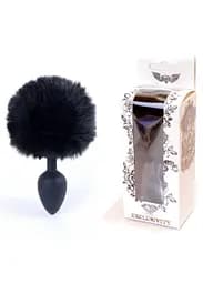Анальная пробка Boss Jewellery Silicon Bunny Tail 6.5 см (черный)