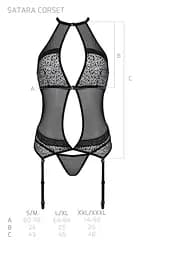 Корсет з пажами Passion Satara CORSet S/M black стрінги мереживо застібки спереду та ззаду - мініатюра 7