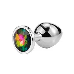 Металева анальна пробка з кристалом 7 см Металік K000888