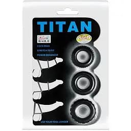 Ерекційні кільця Baile Titan Cock Ring Set 3 шт. чорний