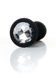 Анальна пробка - Jewellery Silicone Black Plug L Clear - мініатюра 2