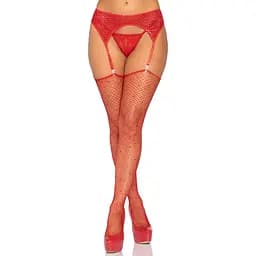 Пояс для панчіх Leg Avenue RhinestOne garterbelt Red One Size