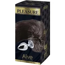 Металева анальна пробка Лісий хвіст Alive Black And White Fox Tail L діаметр 3.9 см - мініатюра 4