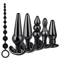 Комплект анальний для стимуляції фігурний силіконовий 6 предметів чорний