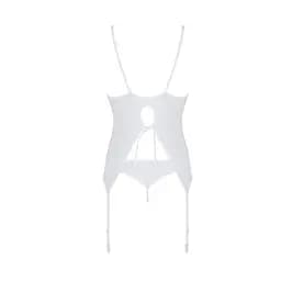 Корсет з пажами трусики з ажурним декором та відкритим кроком Passion Ursula CorSet white L/XL - мініатюра 4