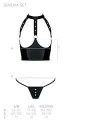 Комплект білизни з відкритими грудьми Passion GENEVIA Set WITH OPEN BRA S/M black корсет стрінги - мініатюра 7