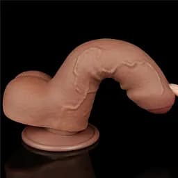 Фалоімітатор LoveToy Sliding-Skin Dual Layer Dong 7" 18.3 см коричневий - мініатюра 3