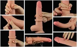 Фалоімітатор LoveToy Sliding-Skin Dual Layer Dong 9" Flesh 23 см тілесний - мініатюра 13