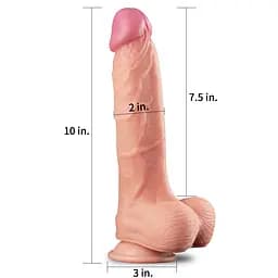 Фалоімітатор - Dual-Layered Silicone Cock 10" Flesh #1 - мініатюра 6