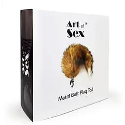 Металева анальна пробка Art of Sex з хвостом із натурального хутра Size M Red fox - мініатюра 6