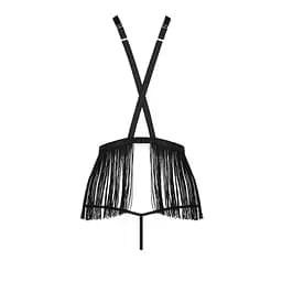 Комплект білизни INDRA Set OpenBra black - Passion Exclusive: стрінги портупея з бахромою L/XL - мініатюра 6