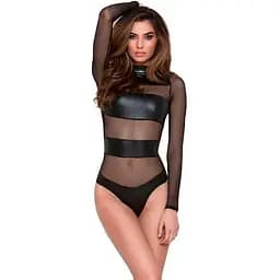 Боді латексне з неперевершеною сіточкою S/M Чорний K000685