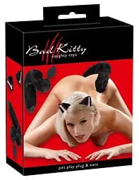 Анальна пробка та вушка - Bad Kitty Pet Play Plug & Ears - мініатюра 1