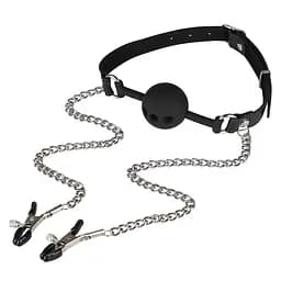 Набір БДСМ - Erospace Wild Play Mouth Gag With Nipple Clamps C15 - мініатюра 3