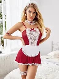 Сексуальный костюм Горничная One Size (S-M) эротический ролевой костюм красный