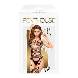 Бодістокінг з фрактальним візерунком та імітацією панчох Penthouse - Fatal Look Black S/M/L - мініатюра 3