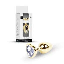 Анальна пробка - Jewellery Gold Heart Plug Clear - мініатюра 1