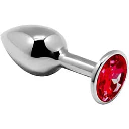 Металева анальна пробка Alive Mini Metal Butt Plug з кристалом Red L